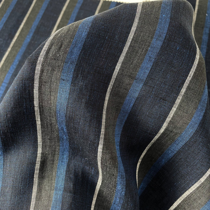 Linen Big Stripe Fabric 6758 - The Linen Lab - 6758 NAVY