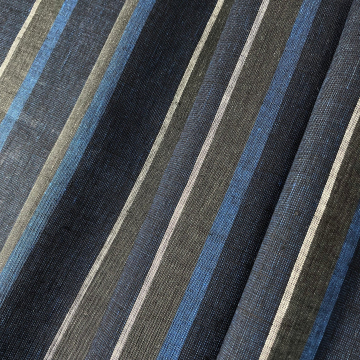 Linen Big Stripe Fabric 6758 - The Linen Lab - 6758 NAVY