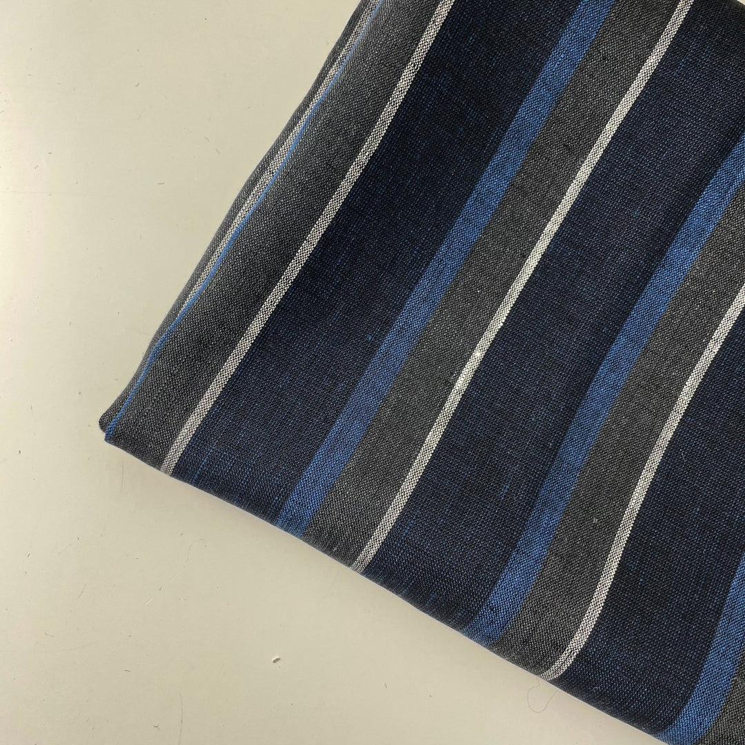 Linen Big Stripe Fabric 6758 - The Linen Lab - 6758 NAVY