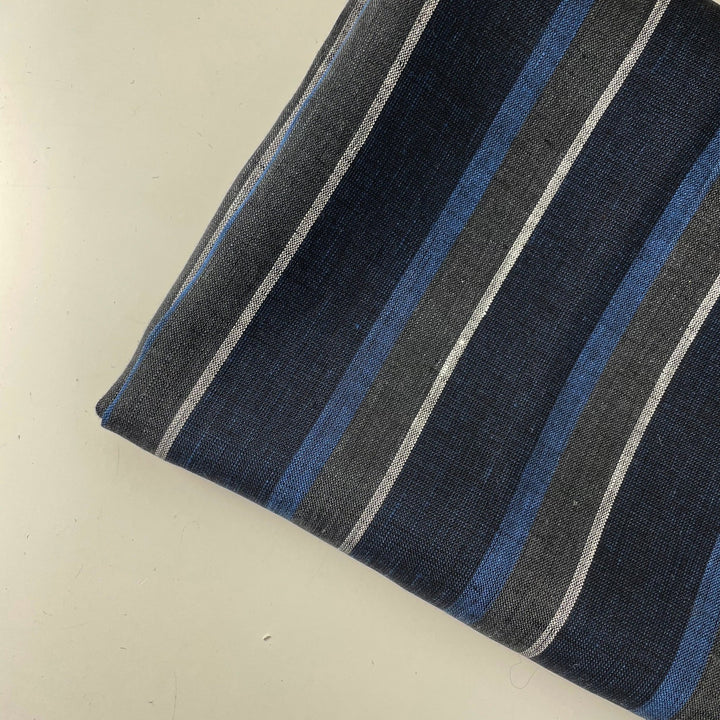 Linen Big Stripe Fabric 6758 - The Linen Lab - 6758 NAVY