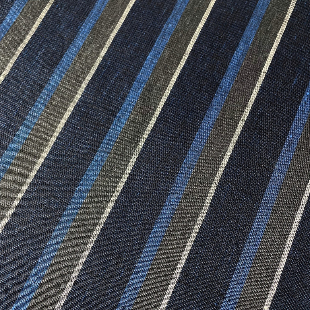 Linen Big Stripe Fabric 6758 - The Linen Lab - 6758 NAVY
