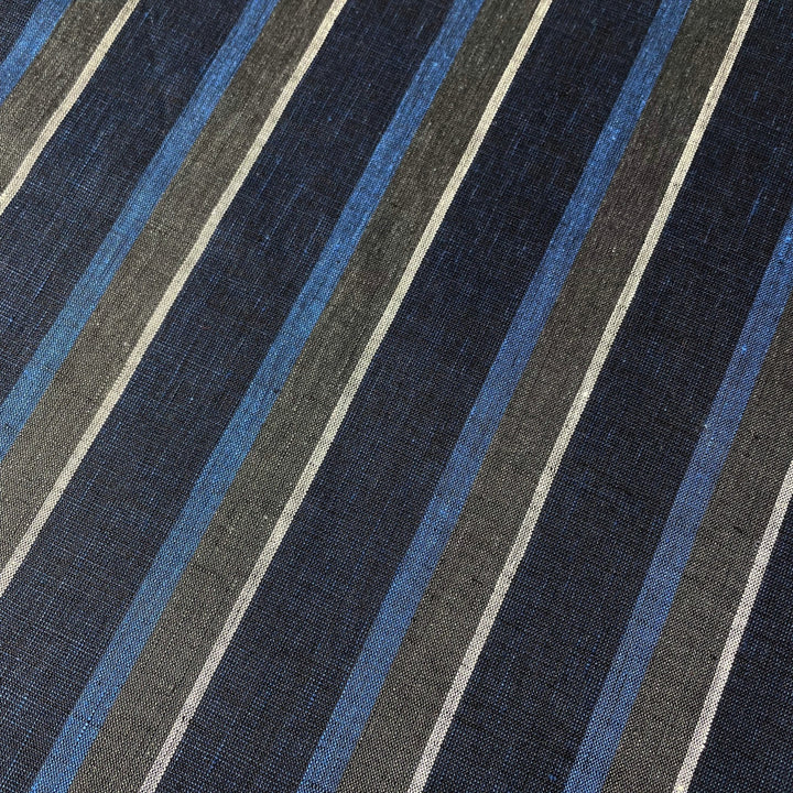 Linen Big Stripe Fabric 6758 - The Linen Lab - 6758 NAVY
