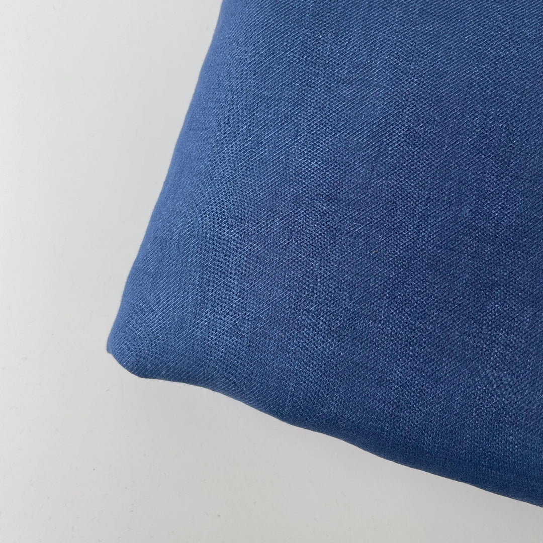 Linen Blue Twill Fabric 3943 - The Linen Lab - Blue