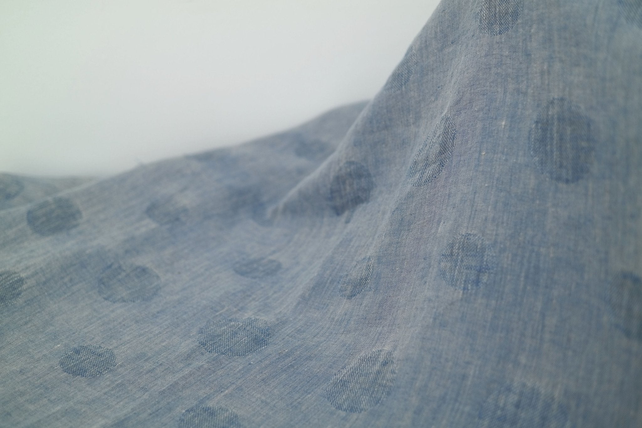 Linen Circle Jacquard Fabric (6936) - The Linen Lab - Blue