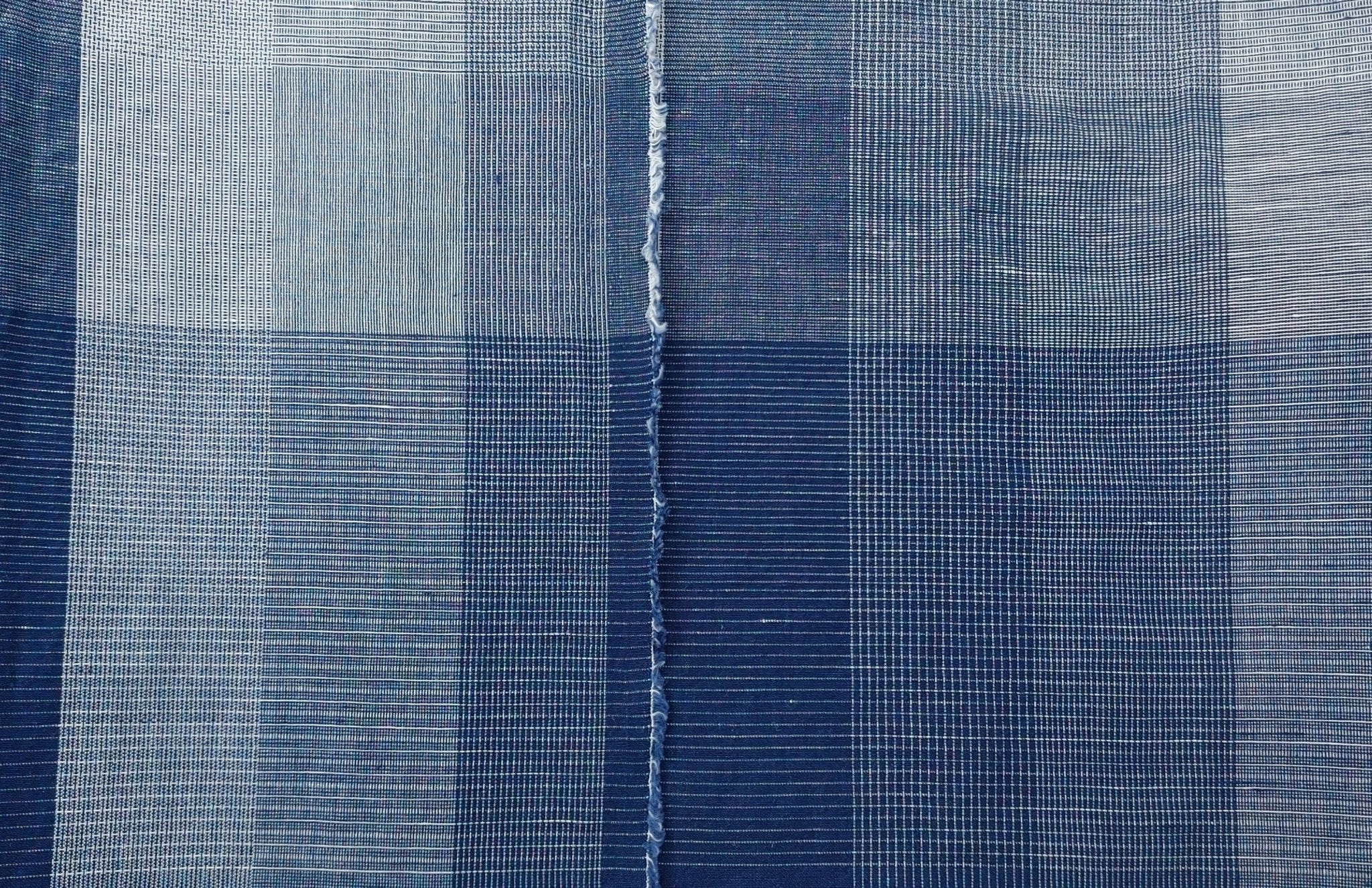 Linen Cotton Blend Fabric Blue Check Harmony 6094 - The Linen Lab - Navy
