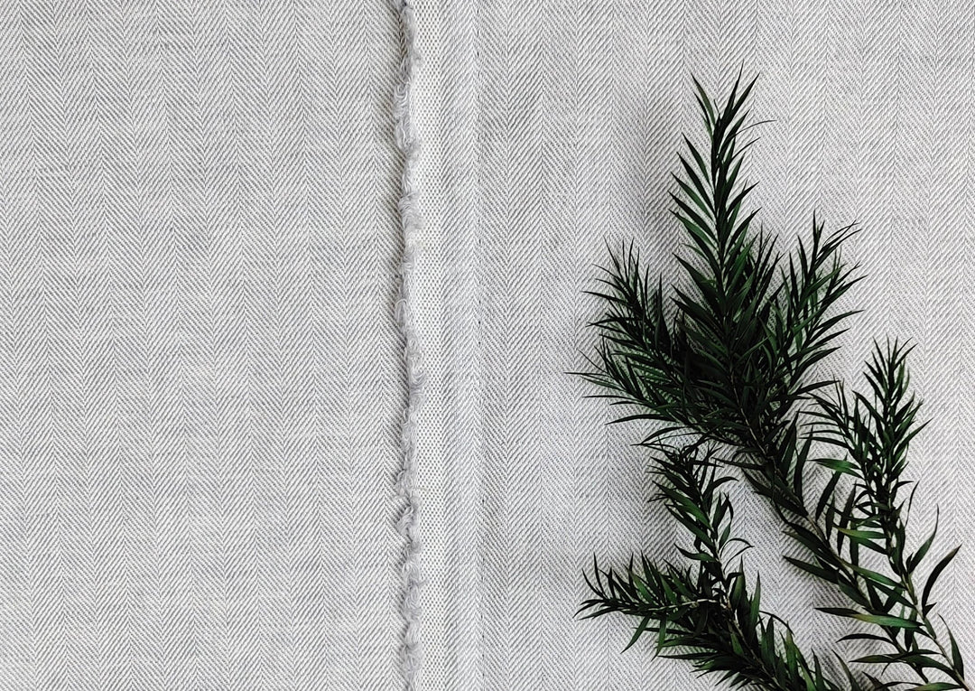 Linen Cotton Chambray Herringbone Twill (HBT) Fabric 7169 7170 7344 - The Linen Lab - Beige(light)