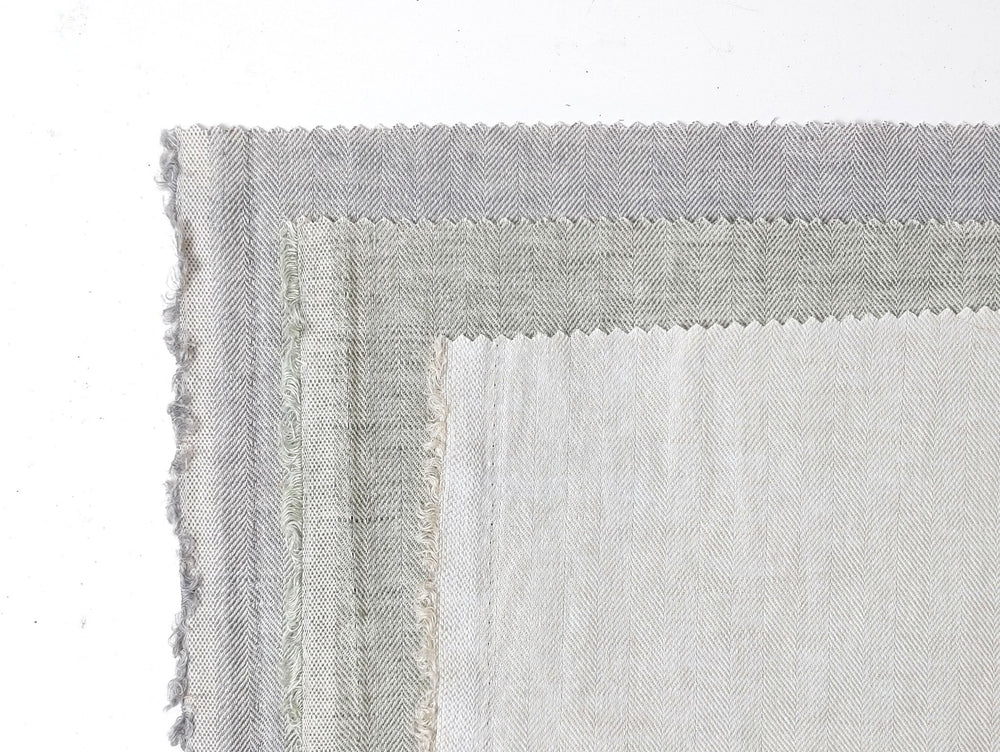 Linen Cotton Chambray Herringbone Twill (HBT) Fabric 7169 7170 7344 - The Linen Lab - Green(light)