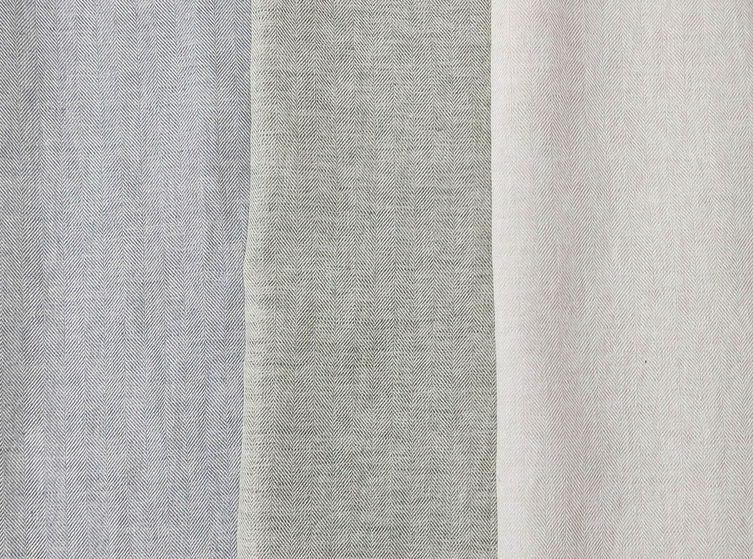 Linen Cotton Chambray Herringbone Twill (HBT) Fabric 7169 7170 7344 - The Linen Lab - Green(light)