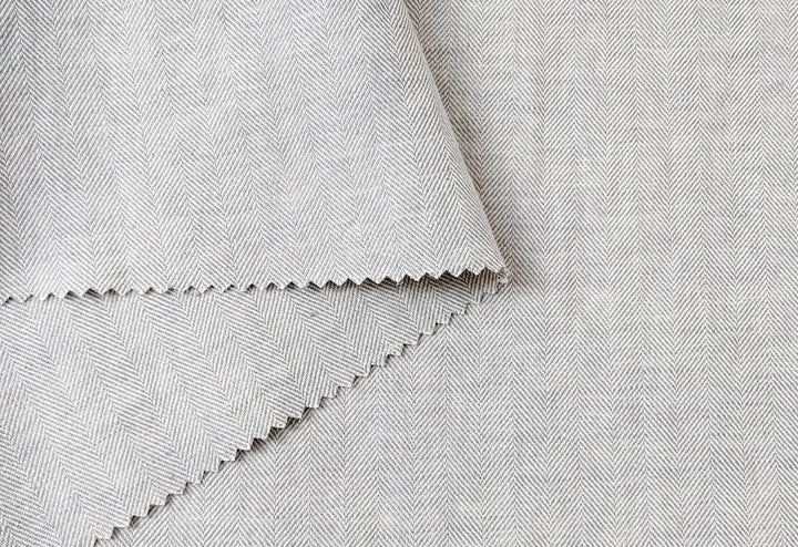 Linen Cotton Chambray Herringbone Twill (HBT) Fabric 7169 7170 7344 - The Linen Lab - Grey(light)