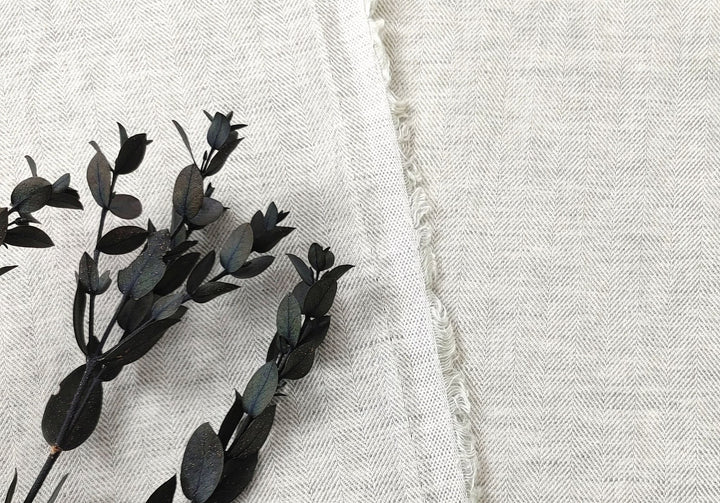 Linen Cotton Chambray Herringbone Twill (HBT) Fabric 7169 7170 7344 - The Linen Lab - Grey(light)