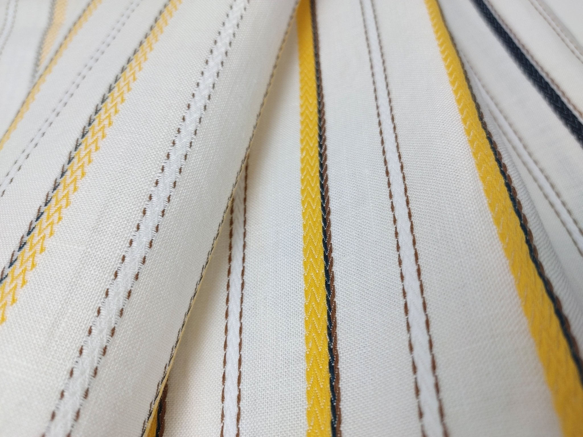 Linen Cotton Dobby Stripe Fabric Medium Weight 2804 2805 - The Linen Lab - Yellow