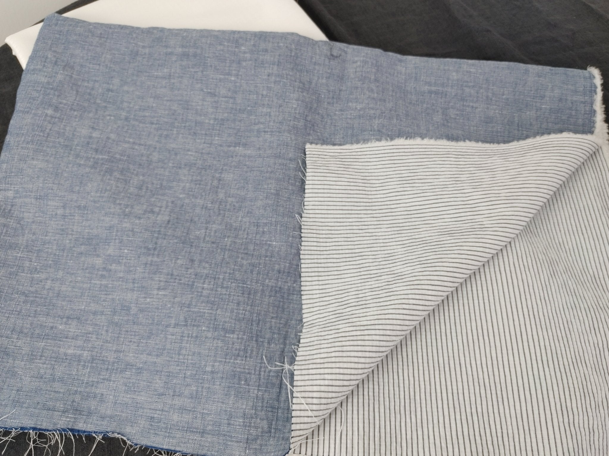 Linen Cotton Double Face Fabric Reversible 2988 - The Linen Lab - Blue