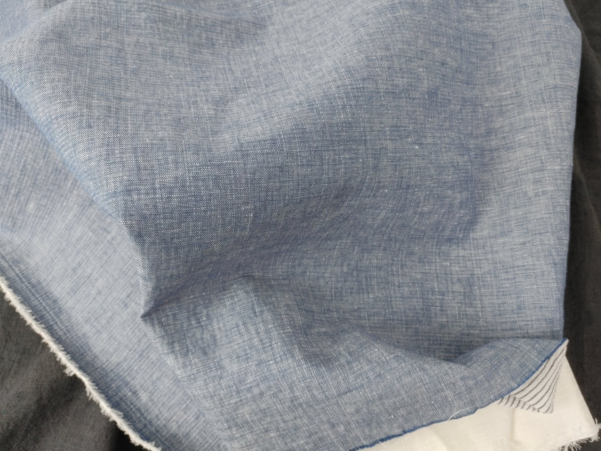 Linen Cotton Double Face Fabric Reversible 2988 - The Linen Lab - Blue