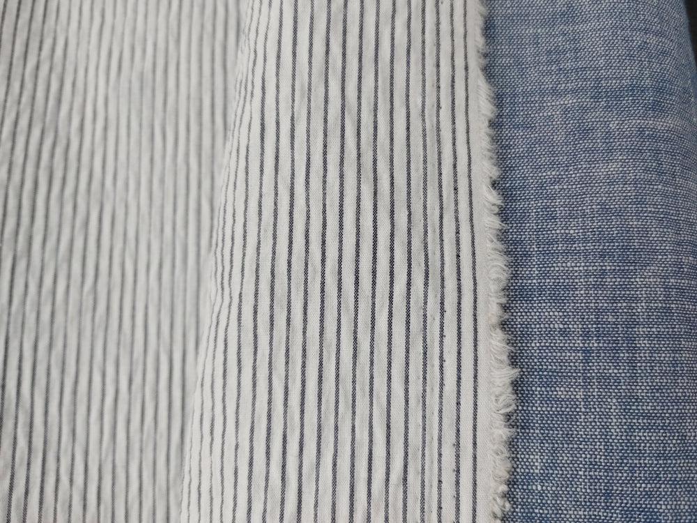 Linen Cotton Double Face Fabric Reversible 2988 - The Linen Lab - Blue