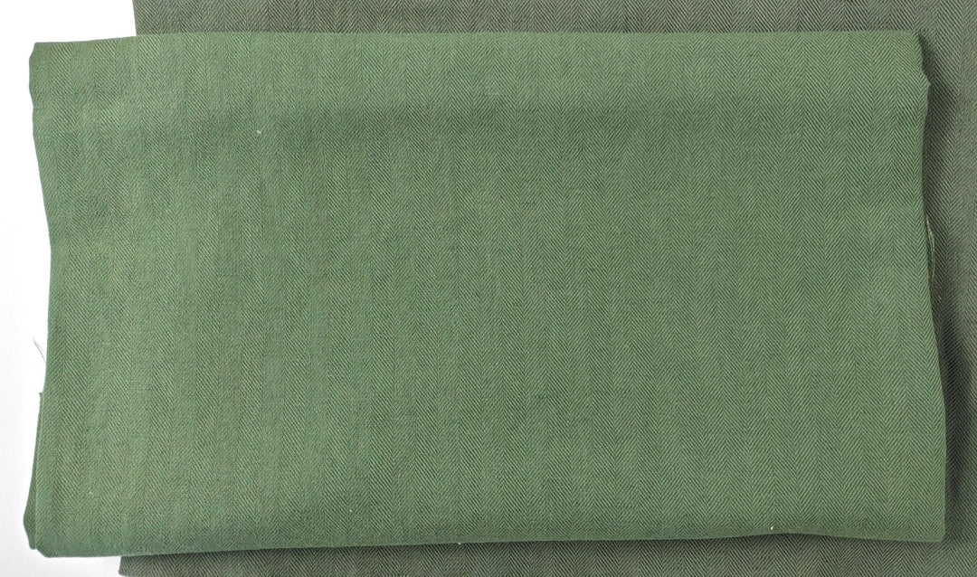Linen Cotton HBT Herringbone Twill Solid Fabric Medium Weight 6678 6707 6820 7095 7659 7660 7661 - The Linen Lab - Green