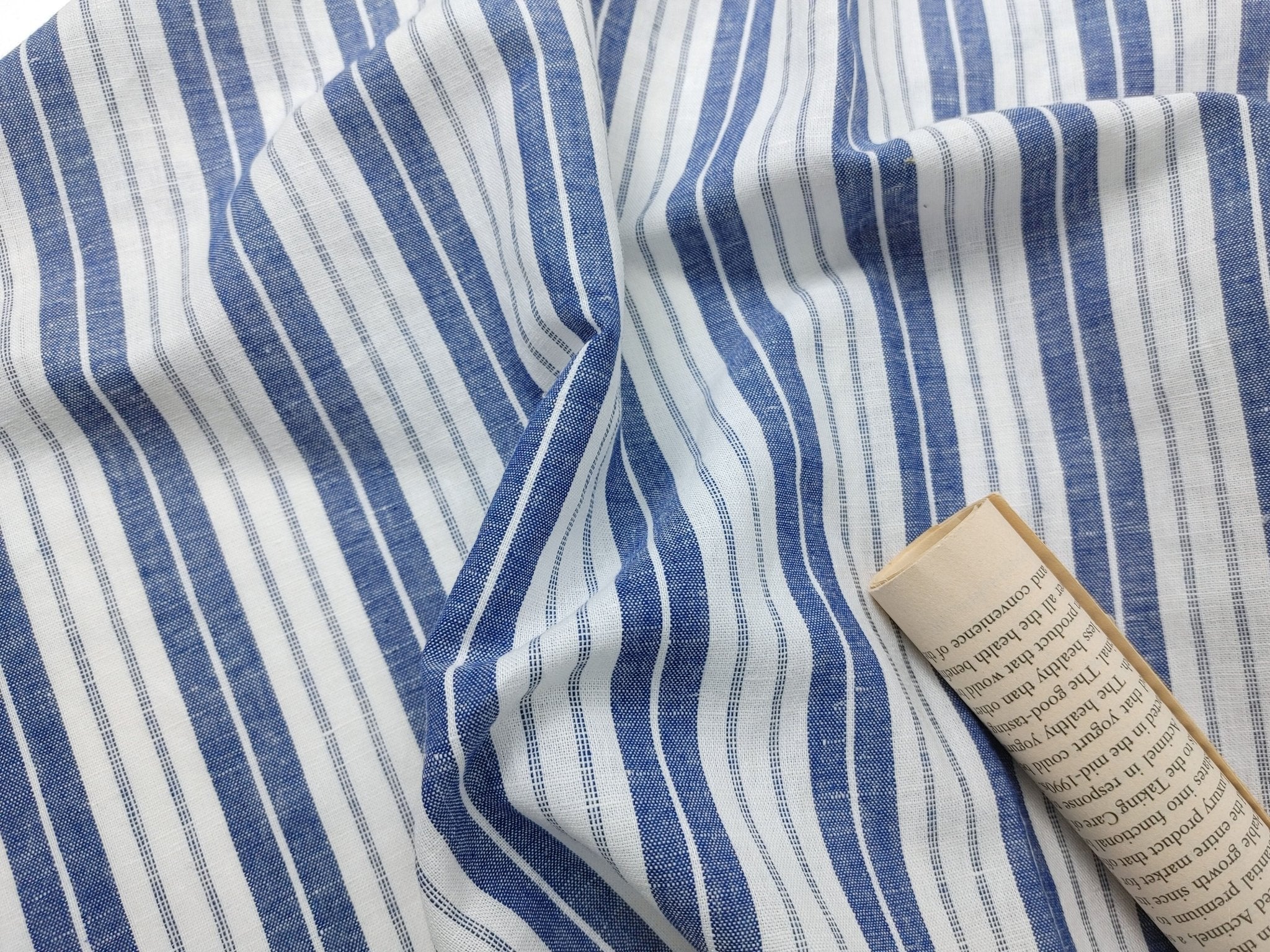 Linen Cotton Light Weight Stripe Fabric 6773 6774 - The Linen Lab - Blue