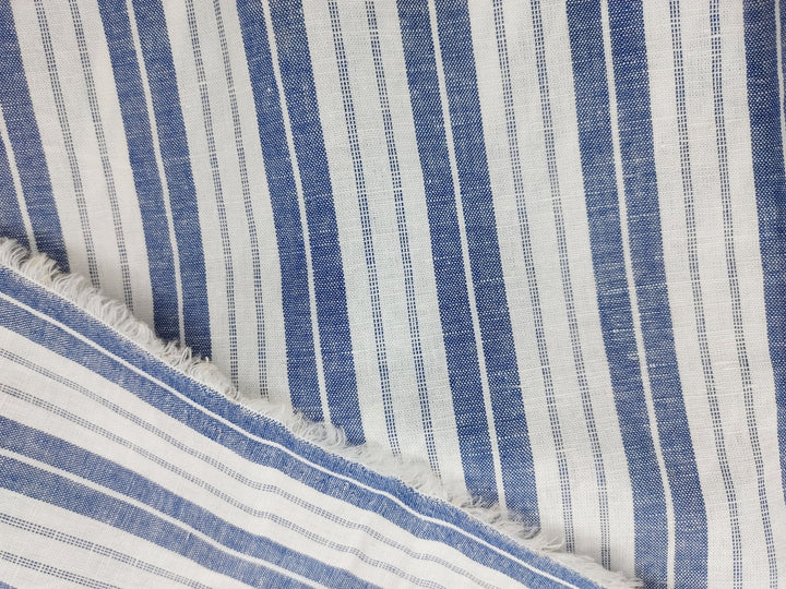 Linen Cotton Light Weight Stripe Fabric 6773 6774 - The Linen Lab - Blue