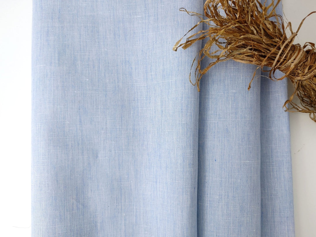 Linen Cotton Melange Chambray Fabric Light Weight 6468 - The Linen Lab - Blue(Light)
