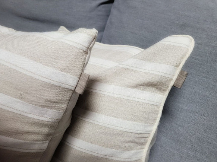 Linen Cotton Natural Color Dobby Stripe Fabric (6402) - The Linen Lab - Natural
