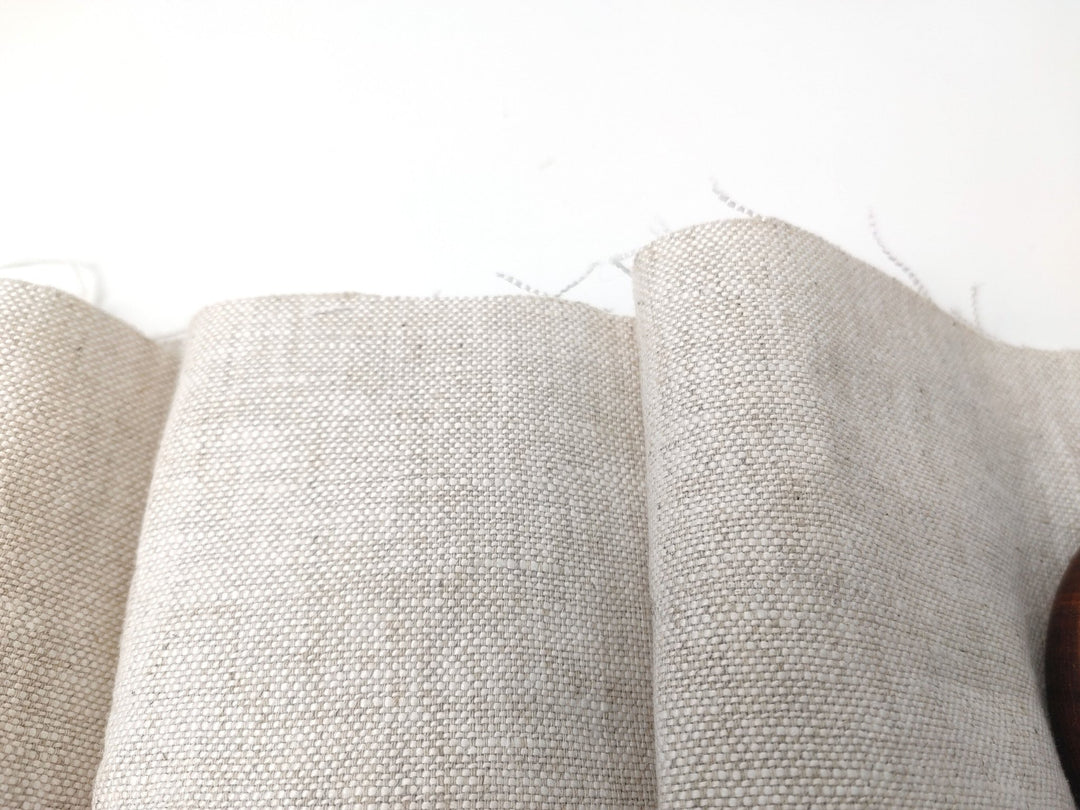 Linen Cotton Natural Color Fabric Basketweave 7658 - The Linen Lab - Natural(light)