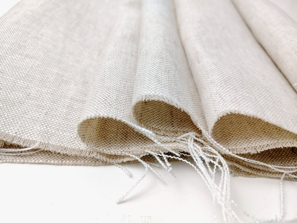 Linen Cotton Natural Color Fabric Basketweave 7658 - The Linen Lab - Natural(light)