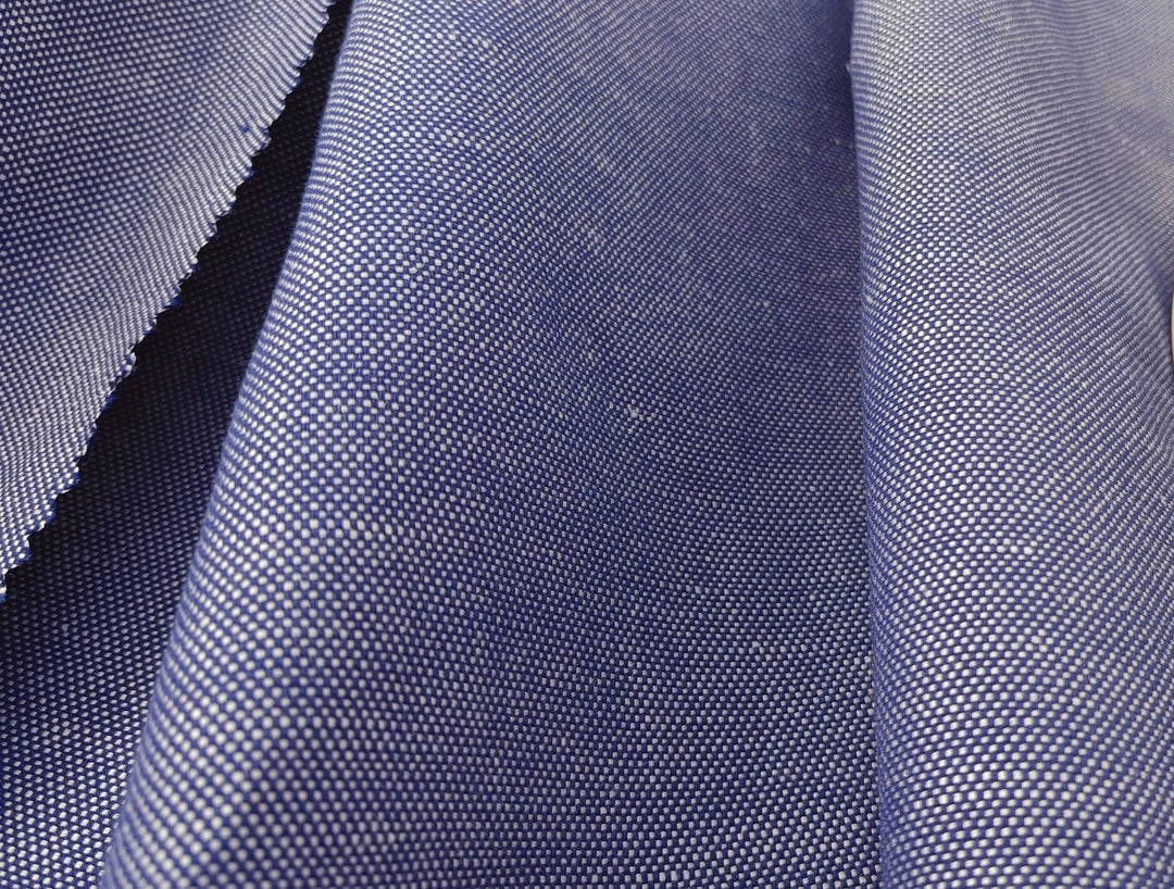 Linen Cotton Navy Chambray Canvas Fabric 3429 - The Linen Lab - Navy