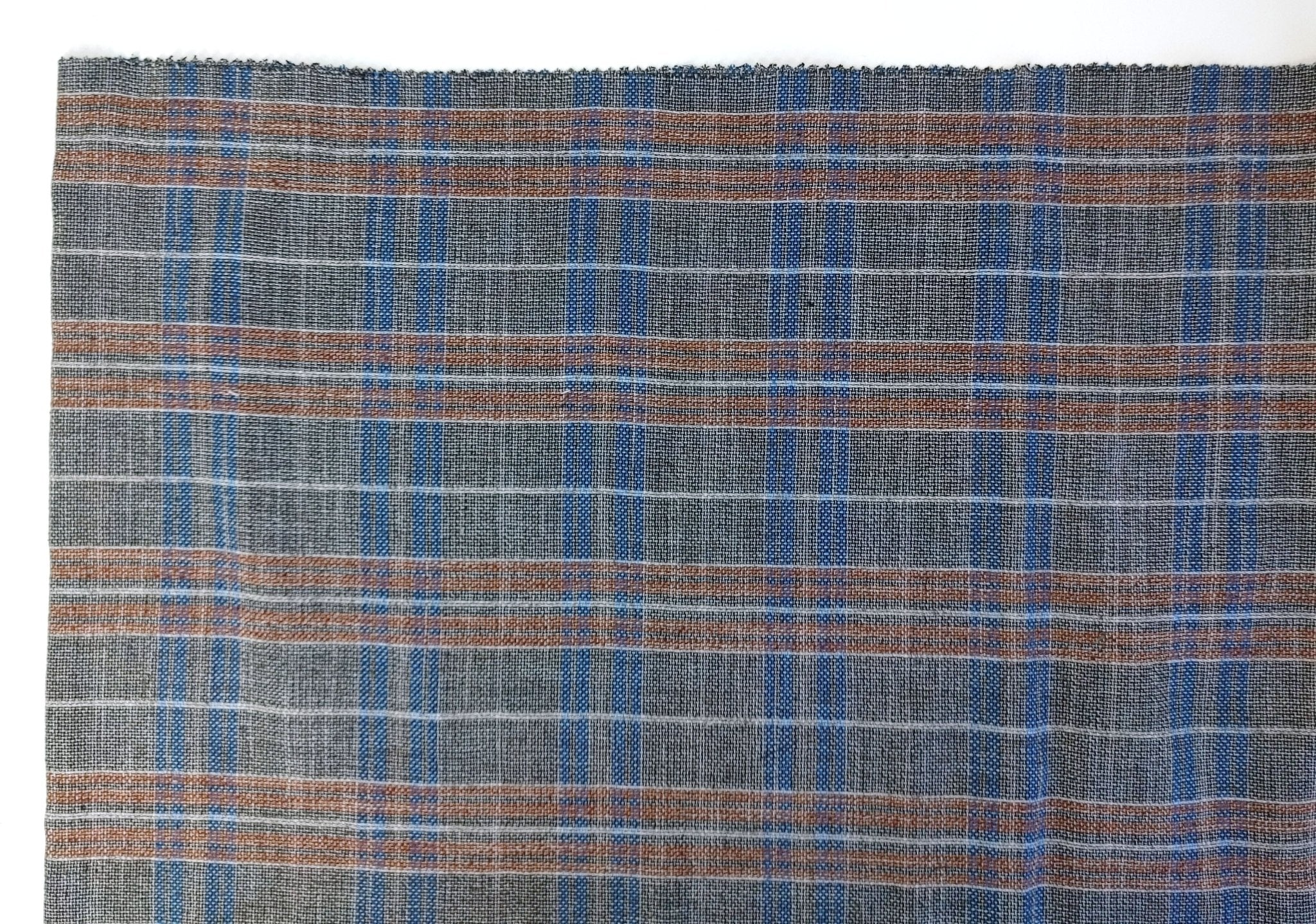 Linen Cotton Polyester Dobby Plaid Fabric 7103 - The Linen Lab - Brown
