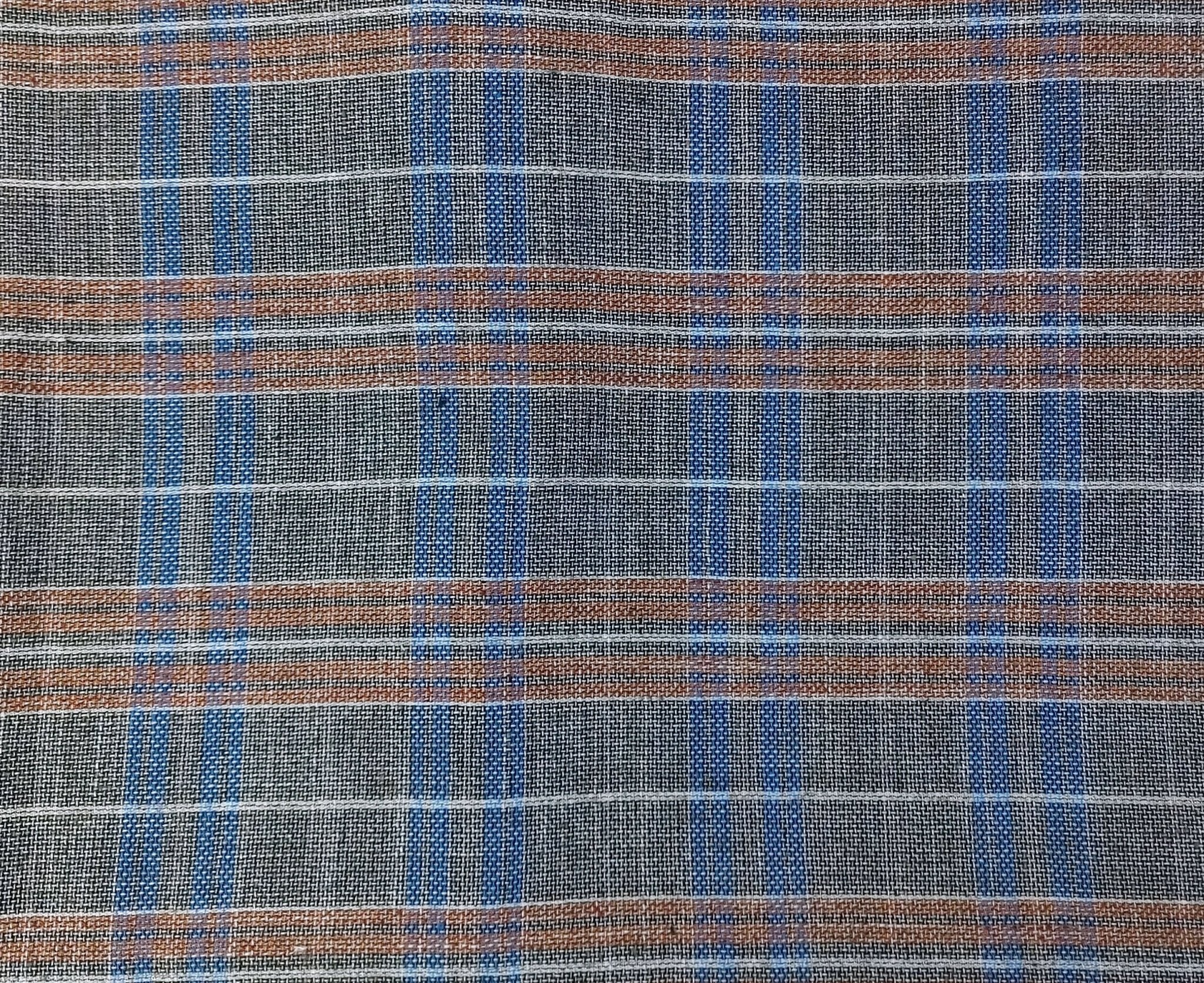 Linen Cotton Polyester Dobby Plaid Fabric 7103 - The Linen Lab - Brown