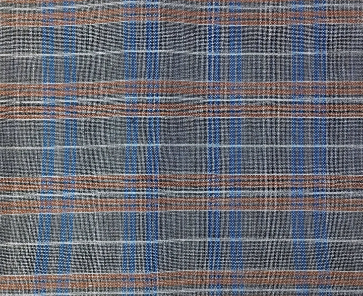 Linen Cotton Polyester Dobby Plaid Fabric 7103 - The Linen Lab - Brown