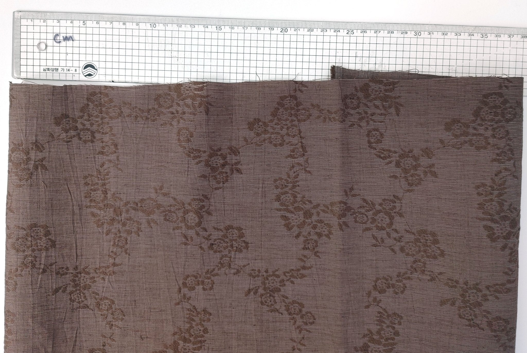 Linen Cotton Polyester Flower Jacquard Fabric with Crease Effect 6892 6893 6894 - The Linen Lab - Brown