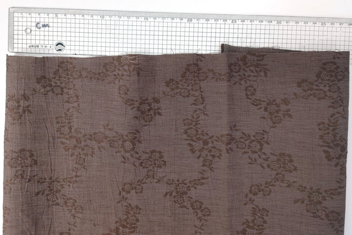 Linen Cotton Polyester Flower Jacquard Fabric with Crease Effect 6892 6893 6894 - The Linen Lab - Brown