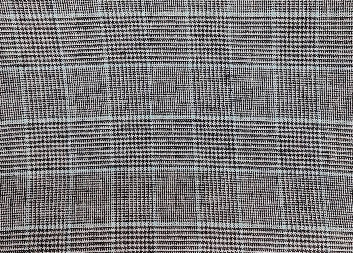 Linen Cotton Polyester Stretch Fabric with Glen Plaid Pattern 7479 - The Linen Lab - Brown