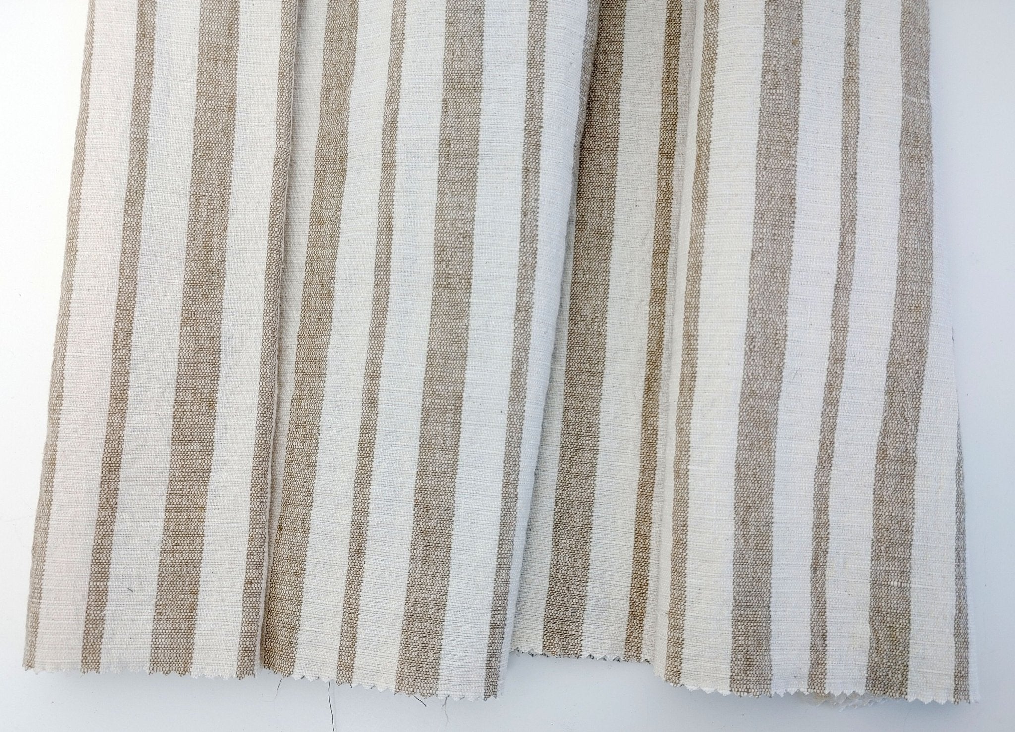 Linen Cotton PU Dobby Stripe Fabric with Stretch Effect 7372 - The Linen Lab - Beige