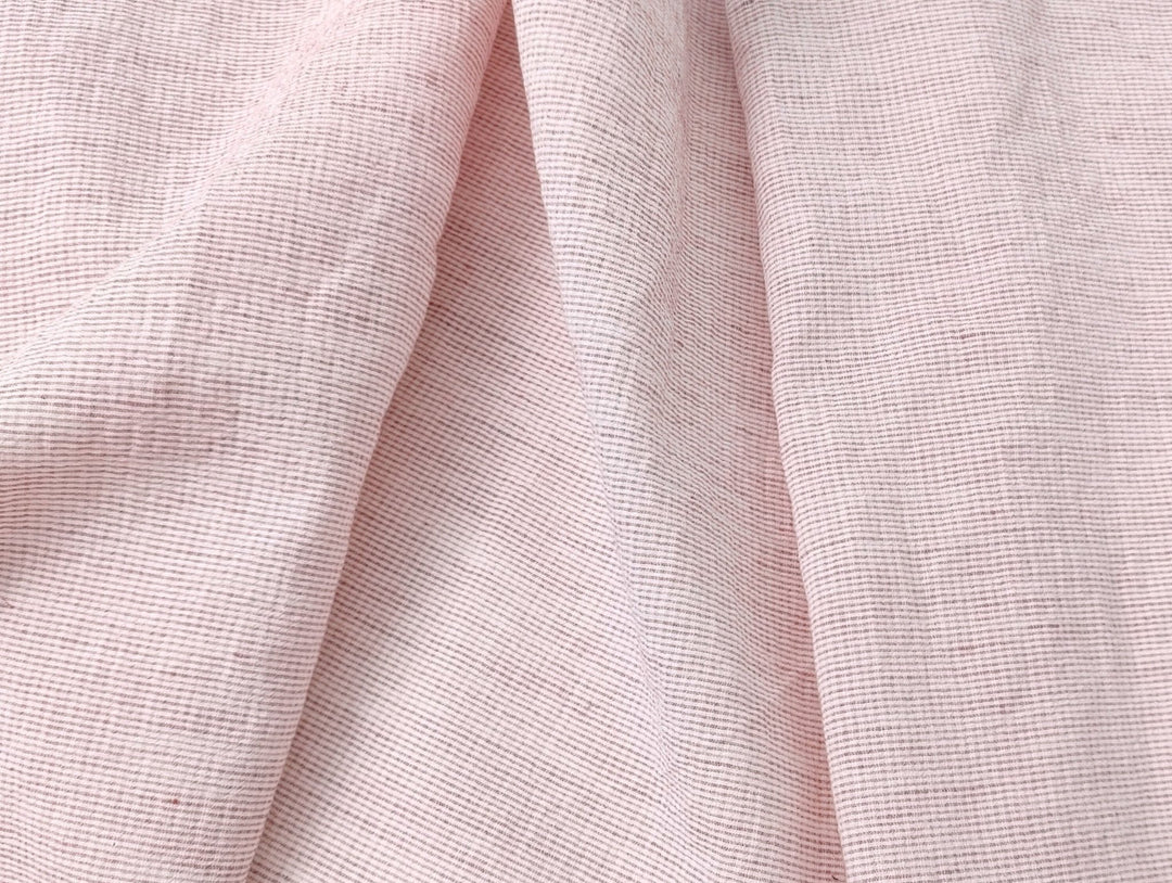 Linen Cotton Stripe Fabric: Subtly Wrinkled Elegance 6163 6236 5975 - The Linen Lab - Gray