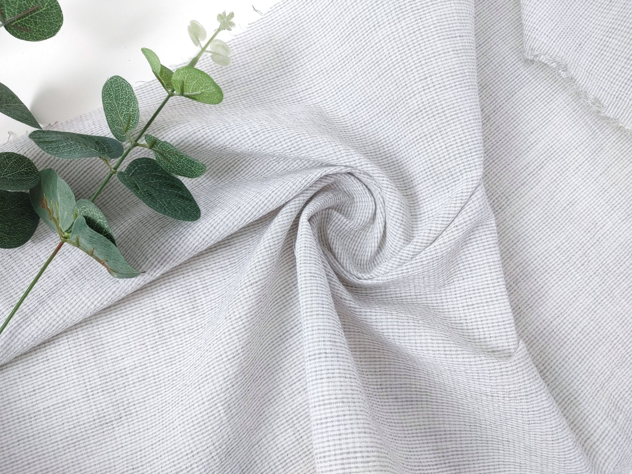 Linen Cotton Stripe Fabric: Subtly Wrinkled Elegance 6163 6236 5975 - The Linen Lab - Gray