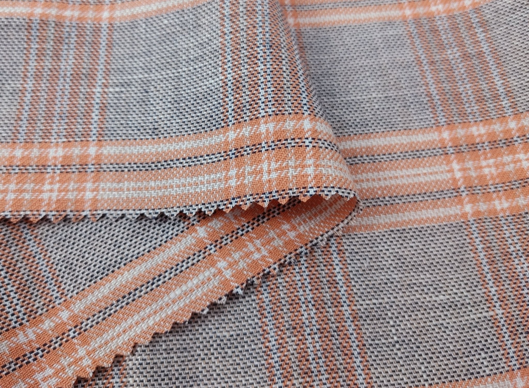 Linen Cotton Twill Plaid Fabric 6113 6114 - The Linen Lab - Navy