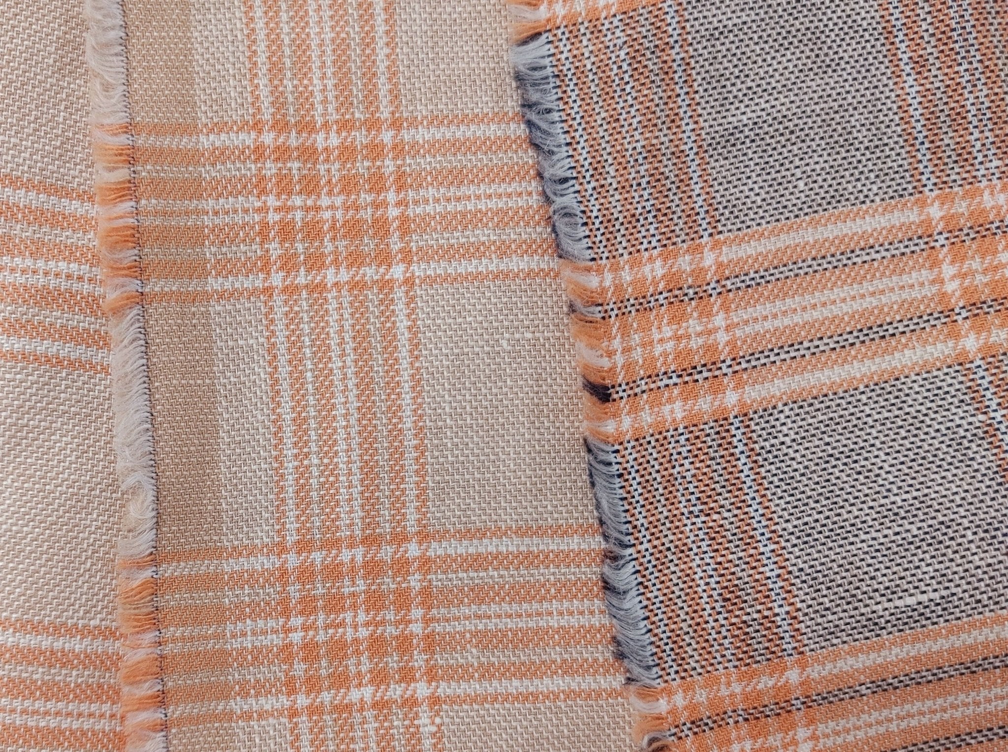 Linen Cotton Twill Plaid Fabric 6113 6114 - The Linen Lab - Orange