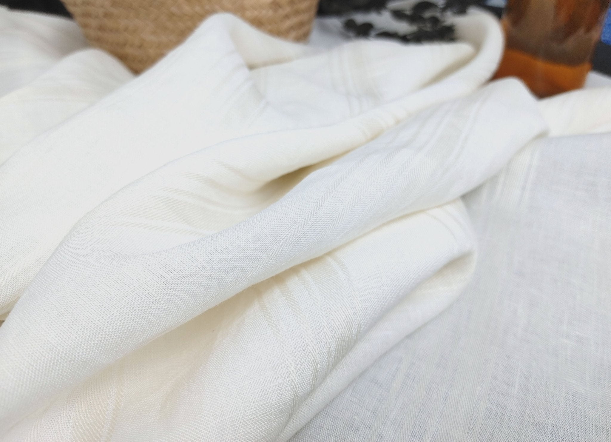 Linen Dobby Vintage Stripe Fabric (4707 6288 7116 7339) - The Linen Lab - Ivory