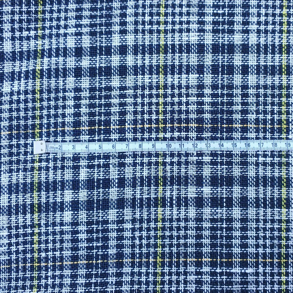 Linen Double Face Glen Plaid Fabric (5983) - The Linen Lab - Navy