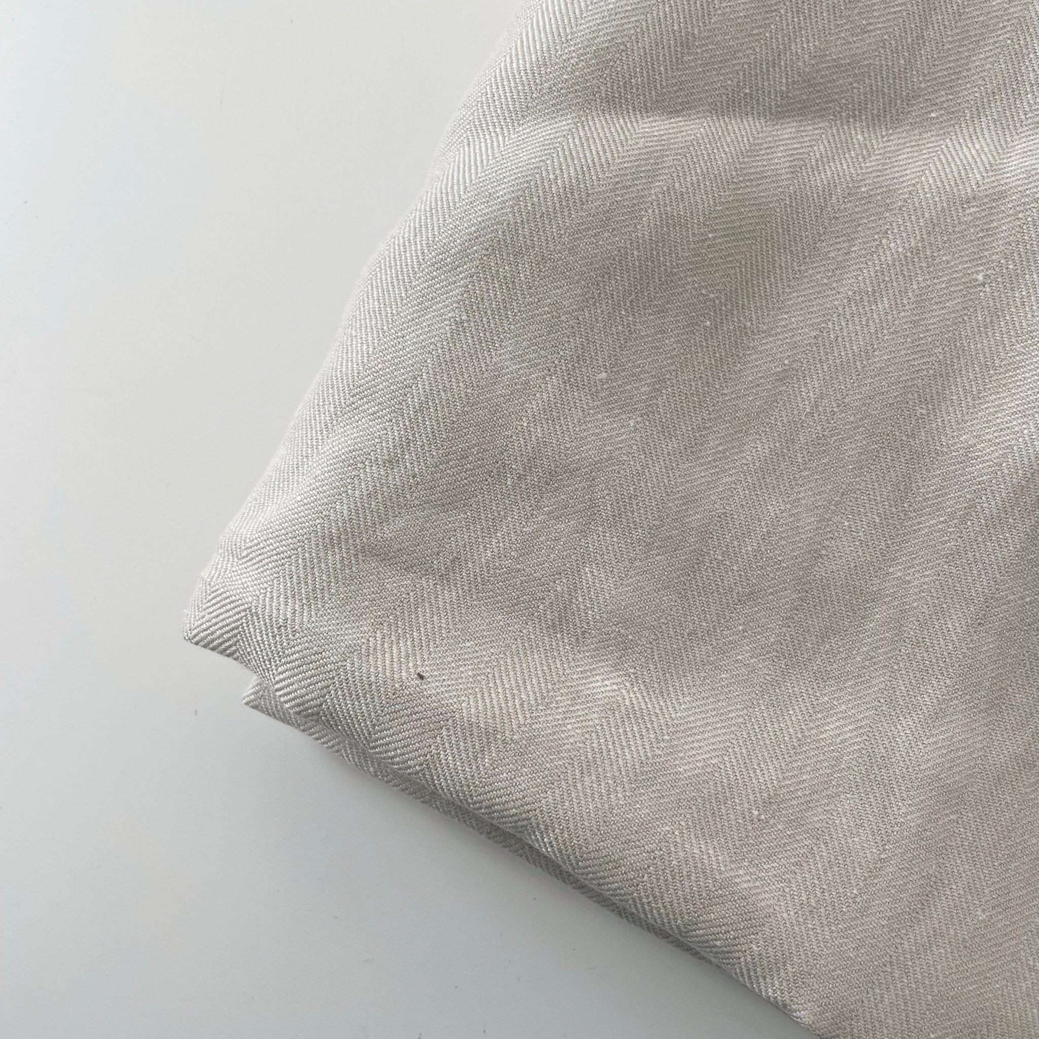 Linen Fabric HBT Herringbone Twill 6862 - The Linen Lab - Beige