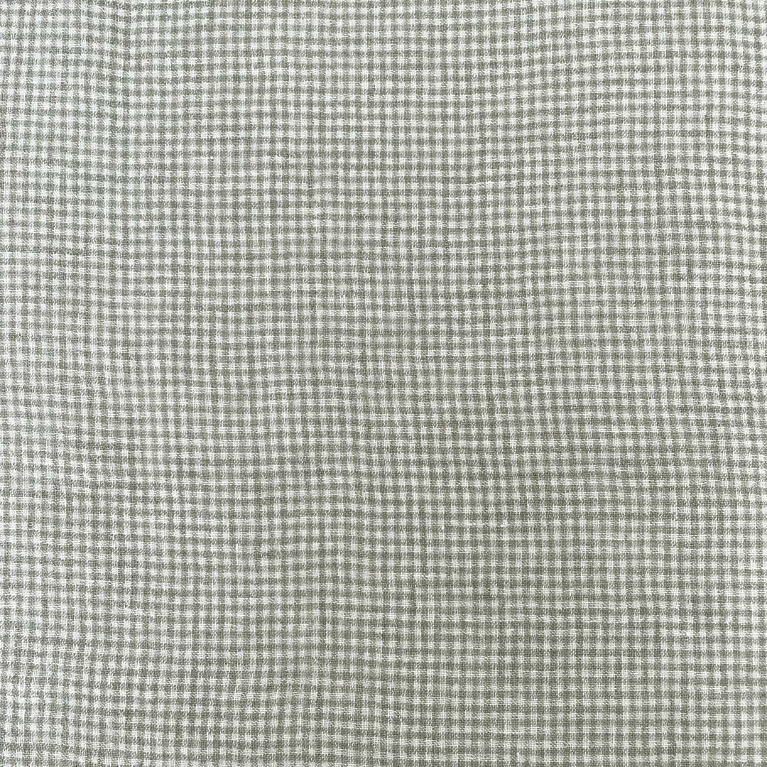 Linen Fabric Seersucker Gingham Check 7328 7329 - The Linen Lab - Khaki