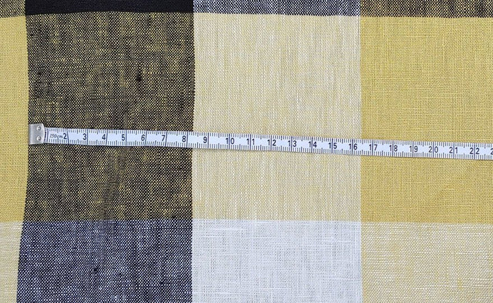 Linen Fabric Yellow Big Gingham Check 4533 - The Linen Lab - Yellow check 4533