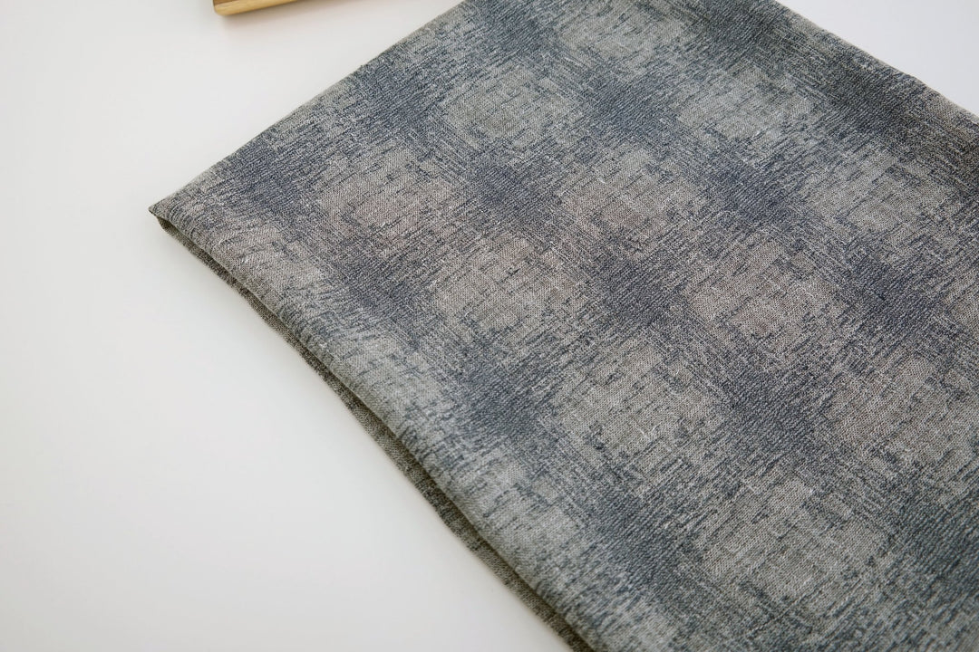 Linen Geometric Jacquard Fabric (6649) - The Linen Lab - Navy