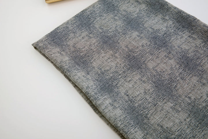 Linen Geometric Jacquard Fabric (6649) - The Linen Lab - Navy