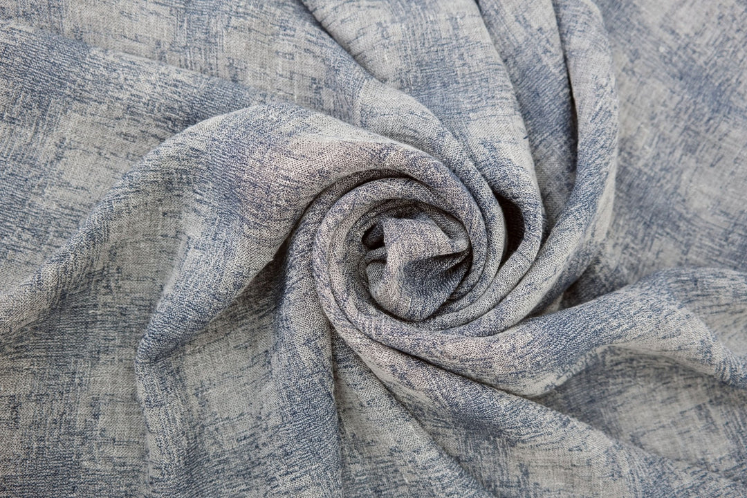 Linen Geometric Jacquard Fabric (6649) - The Linen Lab - Navy