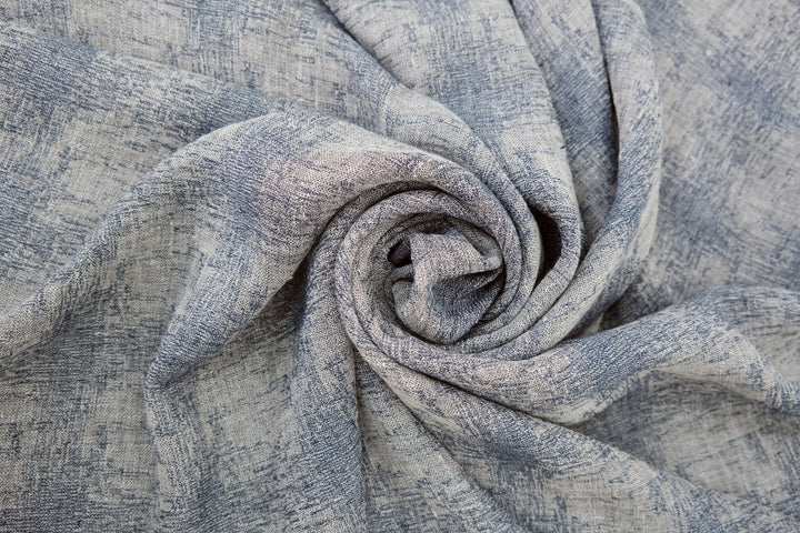 Linen Geometric Jacquard Fabric (6649) - The Linen Lab - Navy