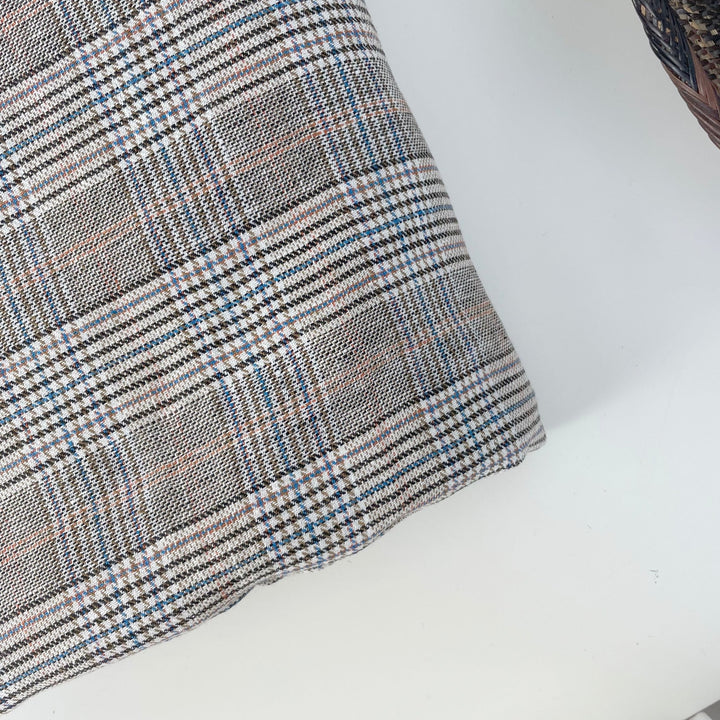Linen Glen Check Fabric 7388 - The Linen Lab - Orange