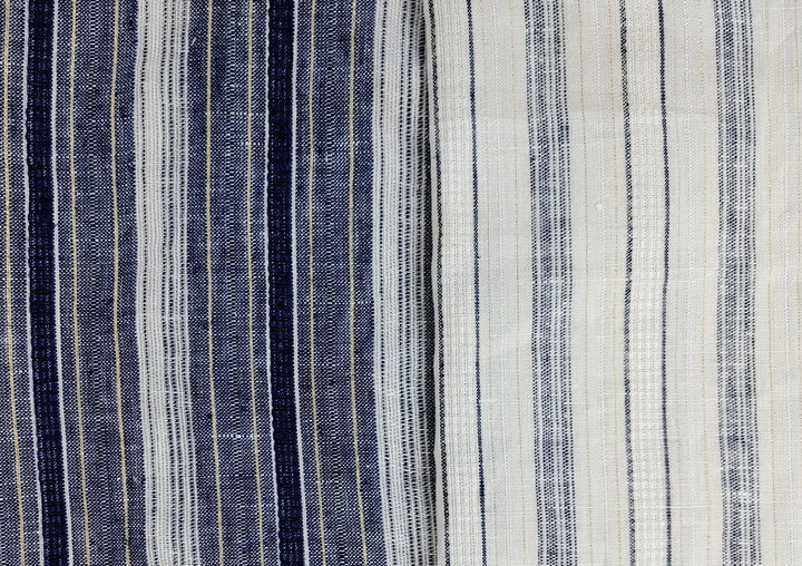 Linen Gold Lurex Dobby Stripe Fabric 1547 74 - The Linen Lab - Ivory