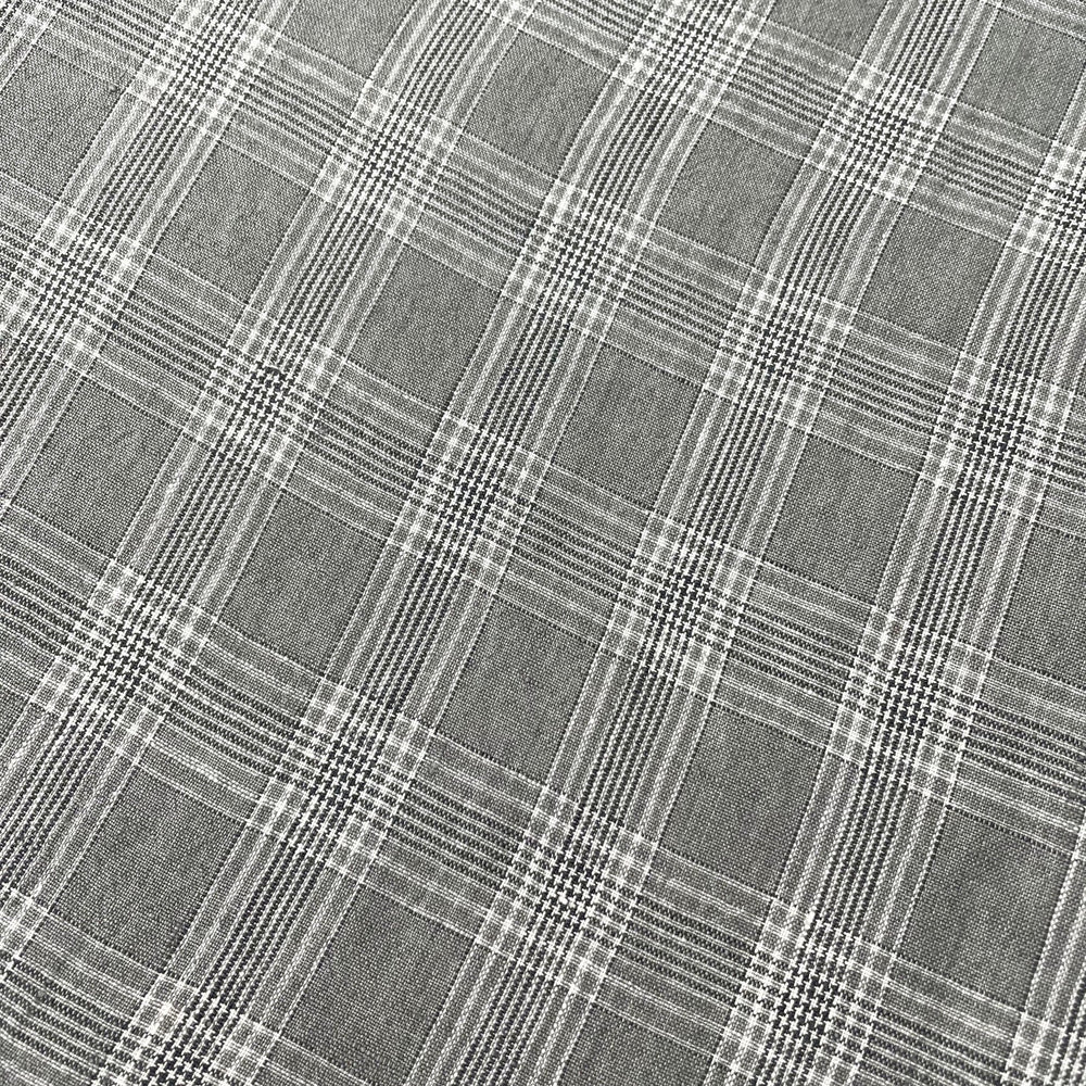 Linen Grey Check Fabric 6634 - The Linen Lab - Grey