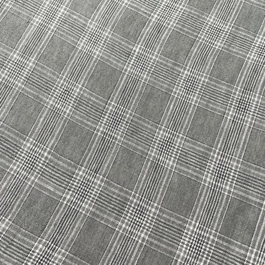 Linen Grey Check Fabric 6634 - The Linen Lab - Grey